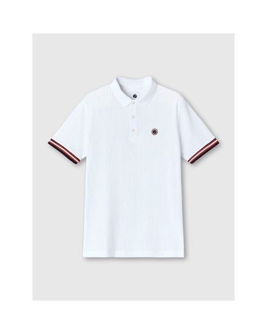 Pretty Green White Pg Cressa Tipped Short-Sleeve Polo Shirt for men