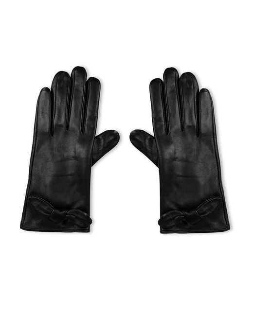 Ted Baker Black Sophiis Bow Embellished Leather Gloves