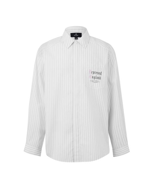 Represent White Pinstripe Long Sleeve Patterned Shirt for men