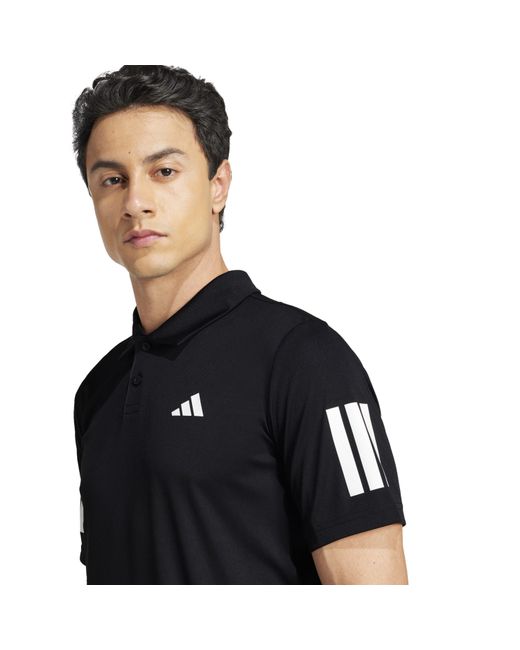 Adidas Black Club 3 Stripe Polo Shirt for men