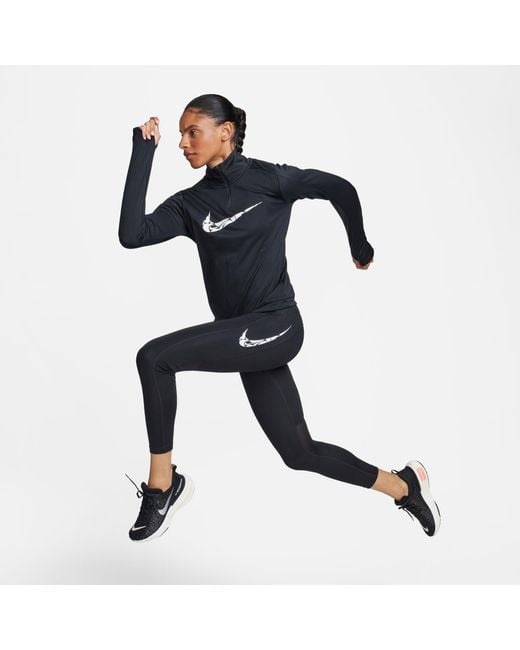 Nike Blue Swoosh Fast Mid-Rise 7/8 Leggings
