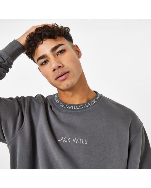 Jack Wills Green Jacquard Crew Sweatshirt for men