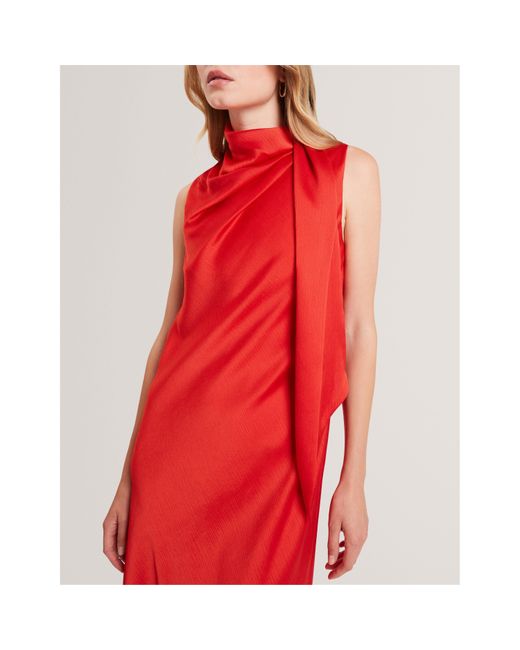 Ted Baker Red Tie Midi Slinky Dress