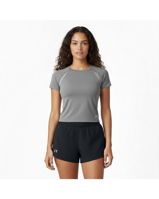 Under Armour Gray Motion Mesh Short Sleeve Performance Gym Top