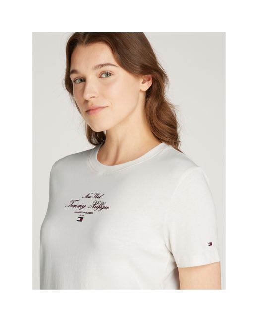 Tommy Hilfiger White Script Short-Sleeve Regular Fit T-Shirt