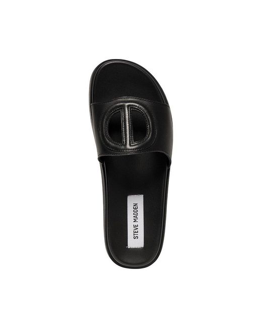 Steve Madden Black Mayke Solid Flat Sandals