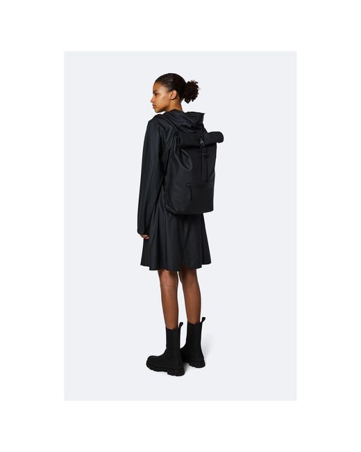Rains Black Rolltop Rucksack