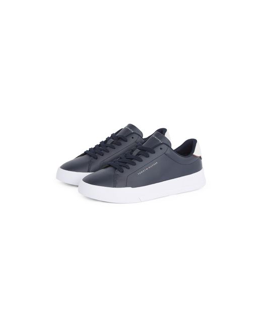 Tommy Hilfiger Blue Court Leather Low Top Trainers for men