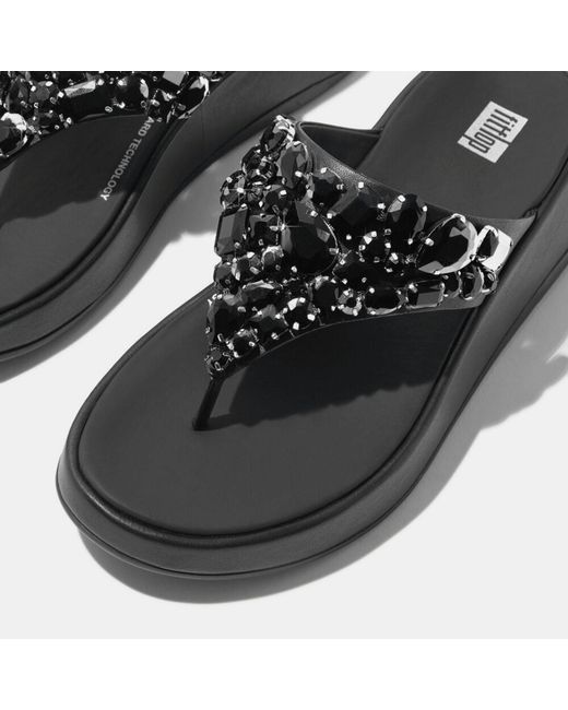 Fitflop Black Fit Flop F-Mode Jewel-Deluxe Flatform Sandals