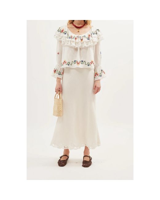 Rixo Natural Maurine Long Sleeve Blouse