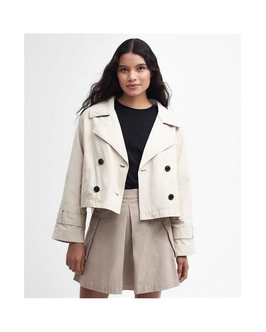 Barbour Natural Hadfield Cropped Trench Coat