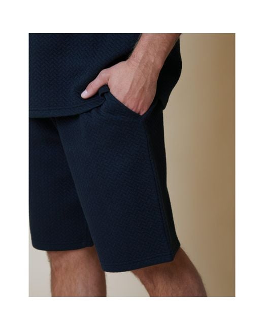 Threadbare Blue Fleece Jogger Shorts for men