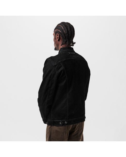 7 For All Mankind Black Perfect Button-Through Tailored Denim Jacket for men