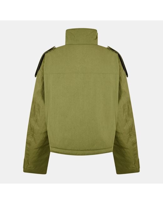 EDITED Green Agatha Cropped Double Breasted Cotton Long Sleeve Coach Jacket