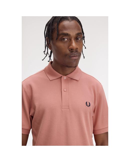 Fred Perry Pink Plain Polo Shirt for men
