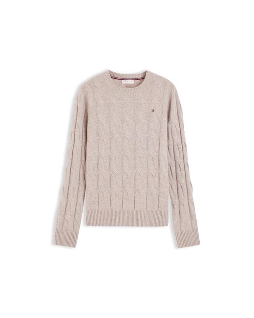 Tommy Hilfiger Pink Tommy Wool Cbl Knit Ld64