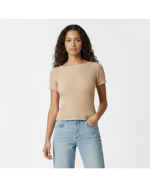 Jack Wills Natural Crochet Open Back Tee
