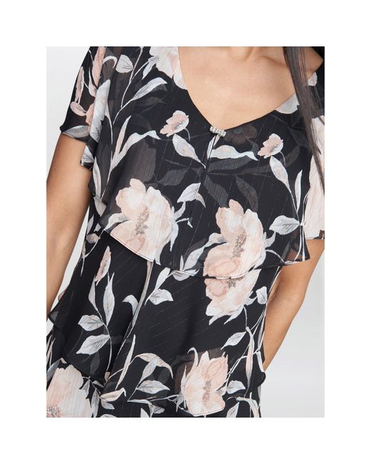 Gina Bacconi Blue Frances Printed Midi Tiered Dress