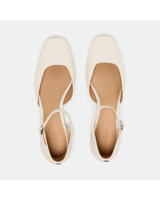 Ralph Lauren Natural Emellie Leather Ballet Pumps