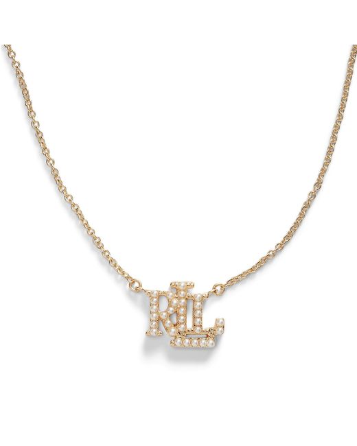Ralph Lauren Metallic Lauren Ralph Lauren Pearl Logo Necklace
