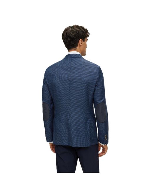 Boss Blue H Hutson Elbow Blazer for men