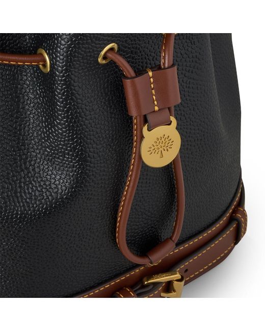 Mulberry Black Scotchgrain Small Leather Bucket Bag