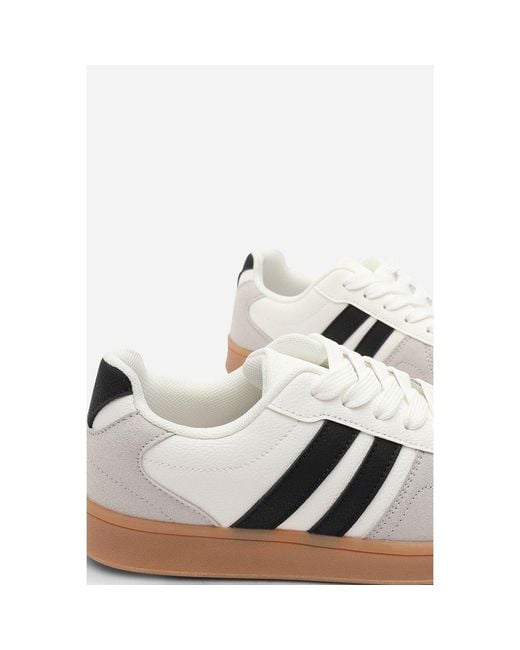 Where's That From Brown Classic Retro Lace Up Trainer With Stripes
