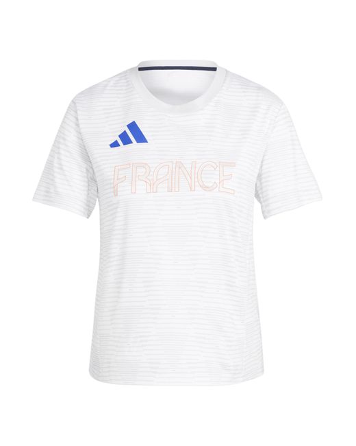 Adidas White Team Trainer Short Sleeve Performance Gym Top
