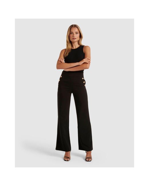Forever New Black Megan Button Wide Leg Pant