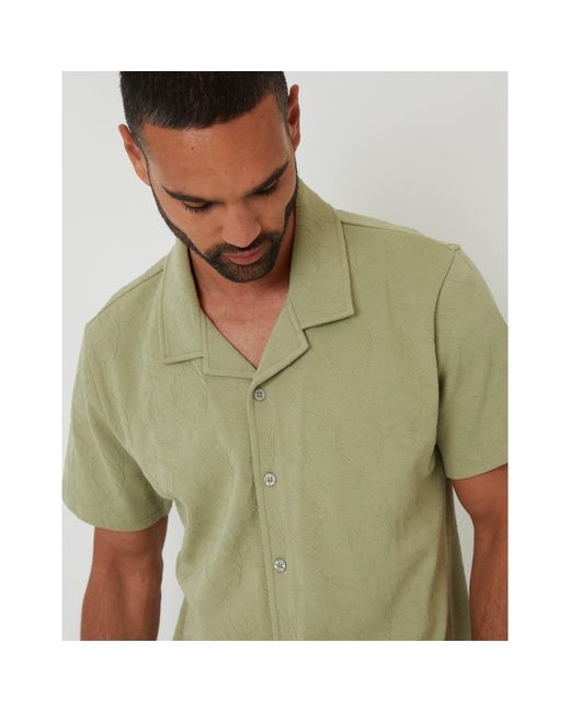 Threadbare Green Darvel Short-Sleeve Patterned Shirt for men