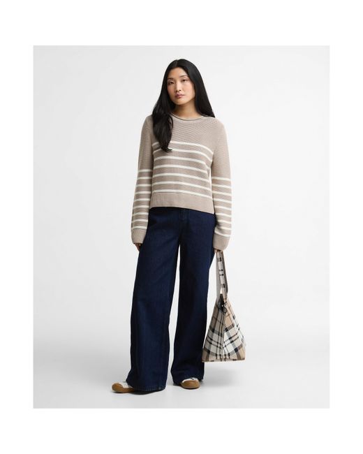 Barbour White Crew Neck Jumper