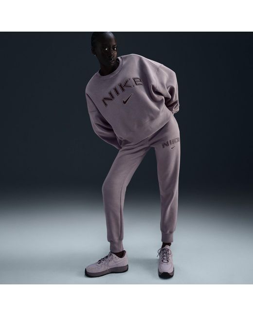 Nike Purple Sportswear Phoenix Fleece Mid-Rise Logo Sweatpants