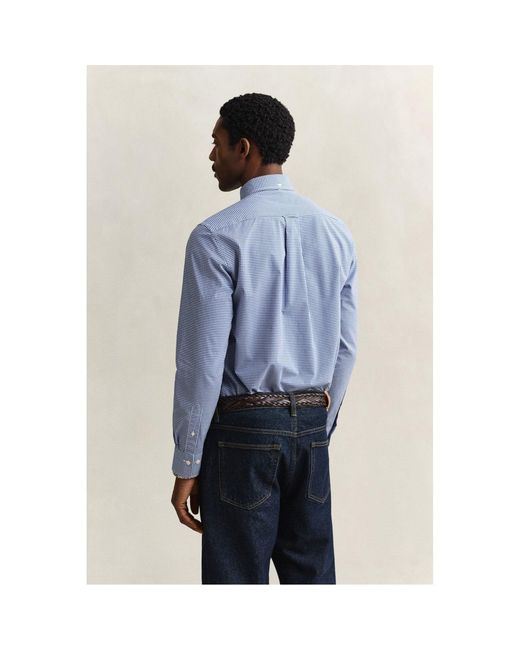Gant Blue Gingham Long Sleeve Patterned Shirt for men