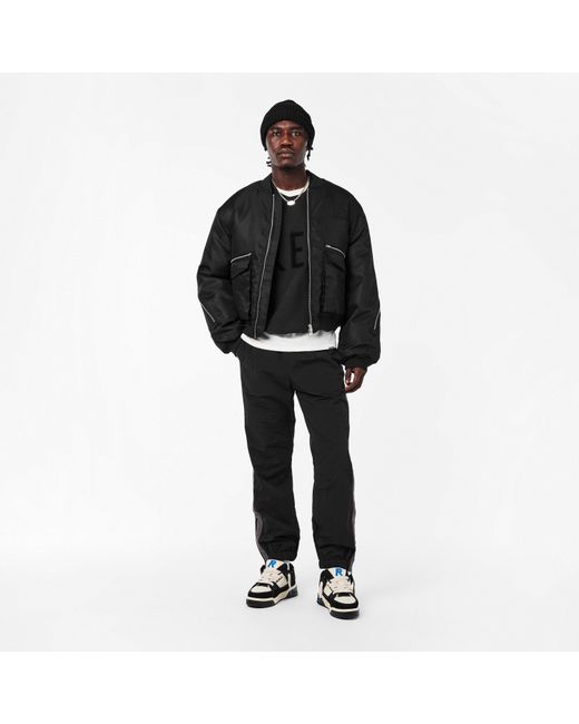 Represent Black Contemporary Structured Bomber Jacket for men