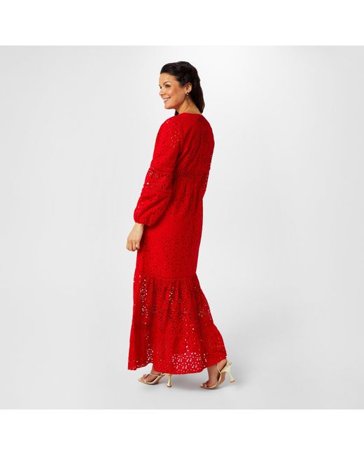 Biba Red Broderie Dress