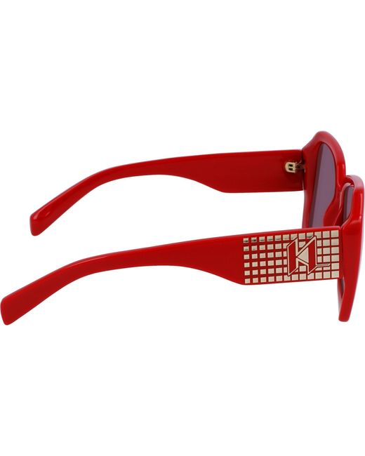 Karl Lagerfeld Red Uv Protection Rectangle Sunglasses