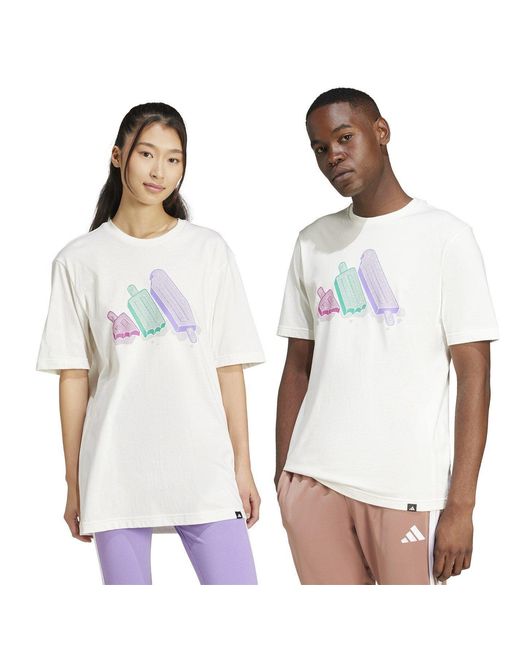 Adidas White Graphic Logo T-Shirt for men