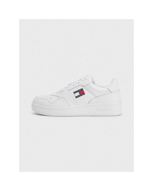 Tommy Hilfiger White Retro Leather Basket Trainers for men
