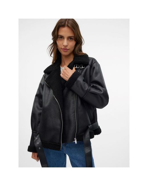 Vero Moda Black Joanna Aviation-Inspired Structured Aviator Jacket
