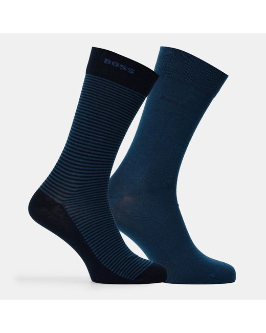 Boss Blue 2 Pack Striped Socks for men