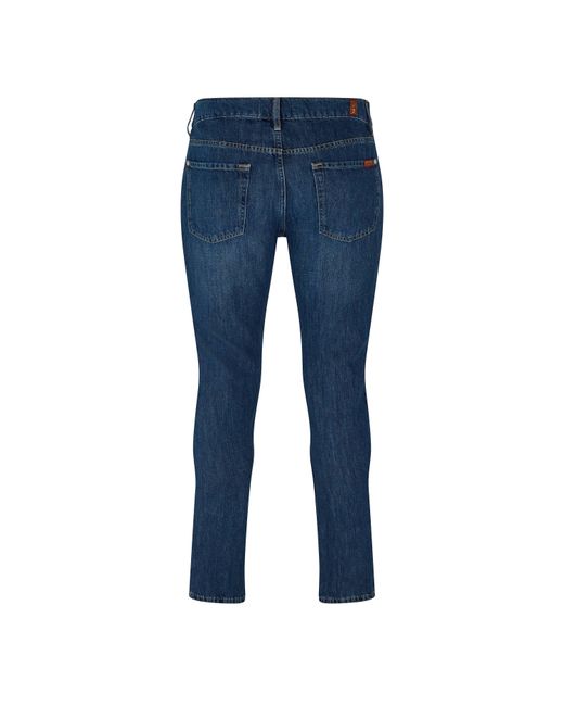 7 For All Mankind Blue Straight Leg Jeans for men