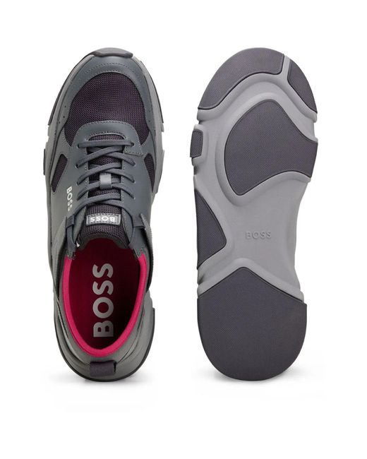 Boss Gray Asher Runners Casual Low-Top Trainers for men