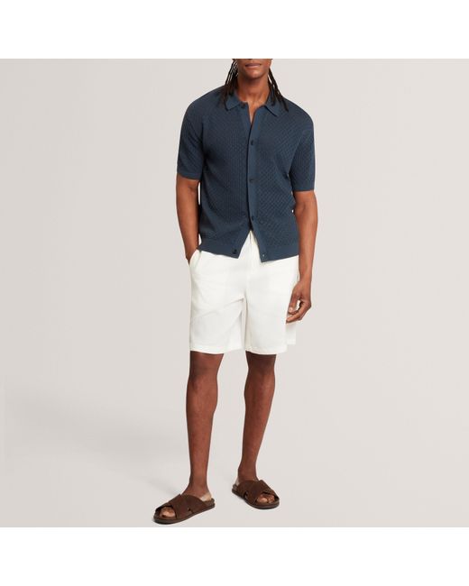 Ted Baker Blue Diamond Crochet Knit Short Sleeve Shirt for men