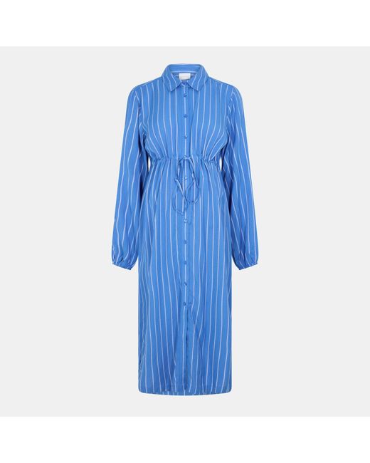 Mama.licious Blue Mama Mat Long-Sleeve Dress Shirt