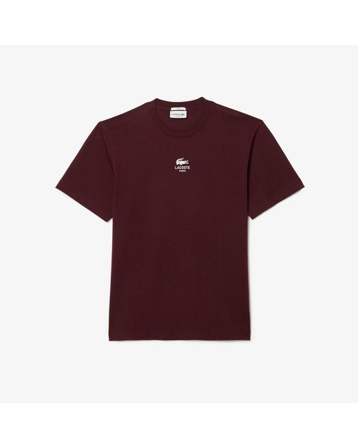 Lacoste Red Signature Print Cotton T-Shirt for men