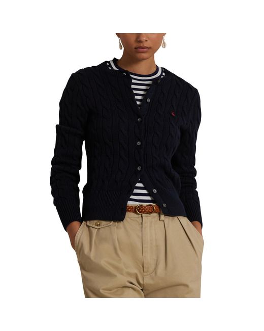 Polo Ralph Lauren Blue Stretch Cotton Crewneck Cardigan