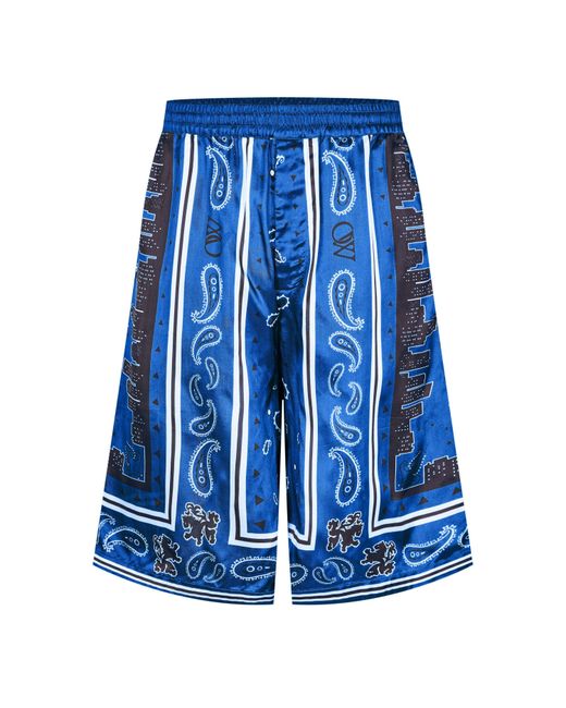Off-White c/o Virgil Abloh Blue Bandana Relaxed Fit Chino Shorts for men
