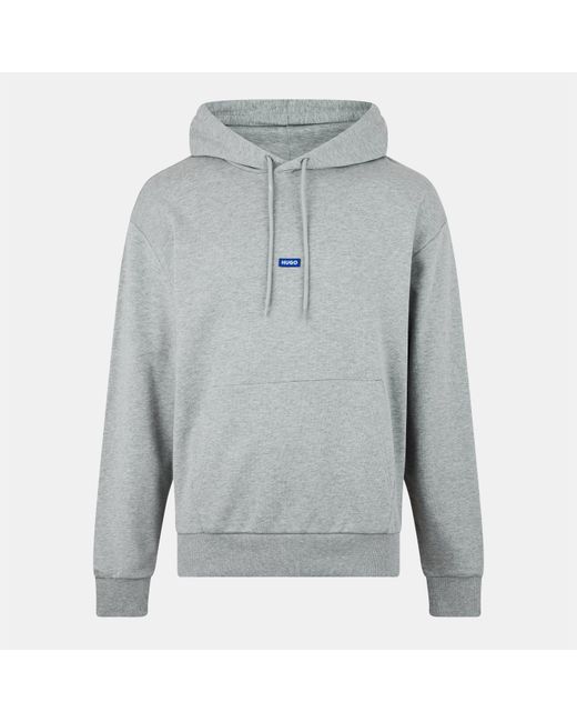 HUGO Gray Logo Label Hoodie for men
