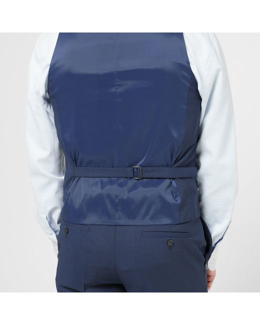 Richard James Blue Wilder Tailored Fit Wool Waistcoat for men