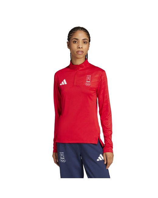 Adidas Red Half Zip Long Sleeve Performance Tracksuit Top